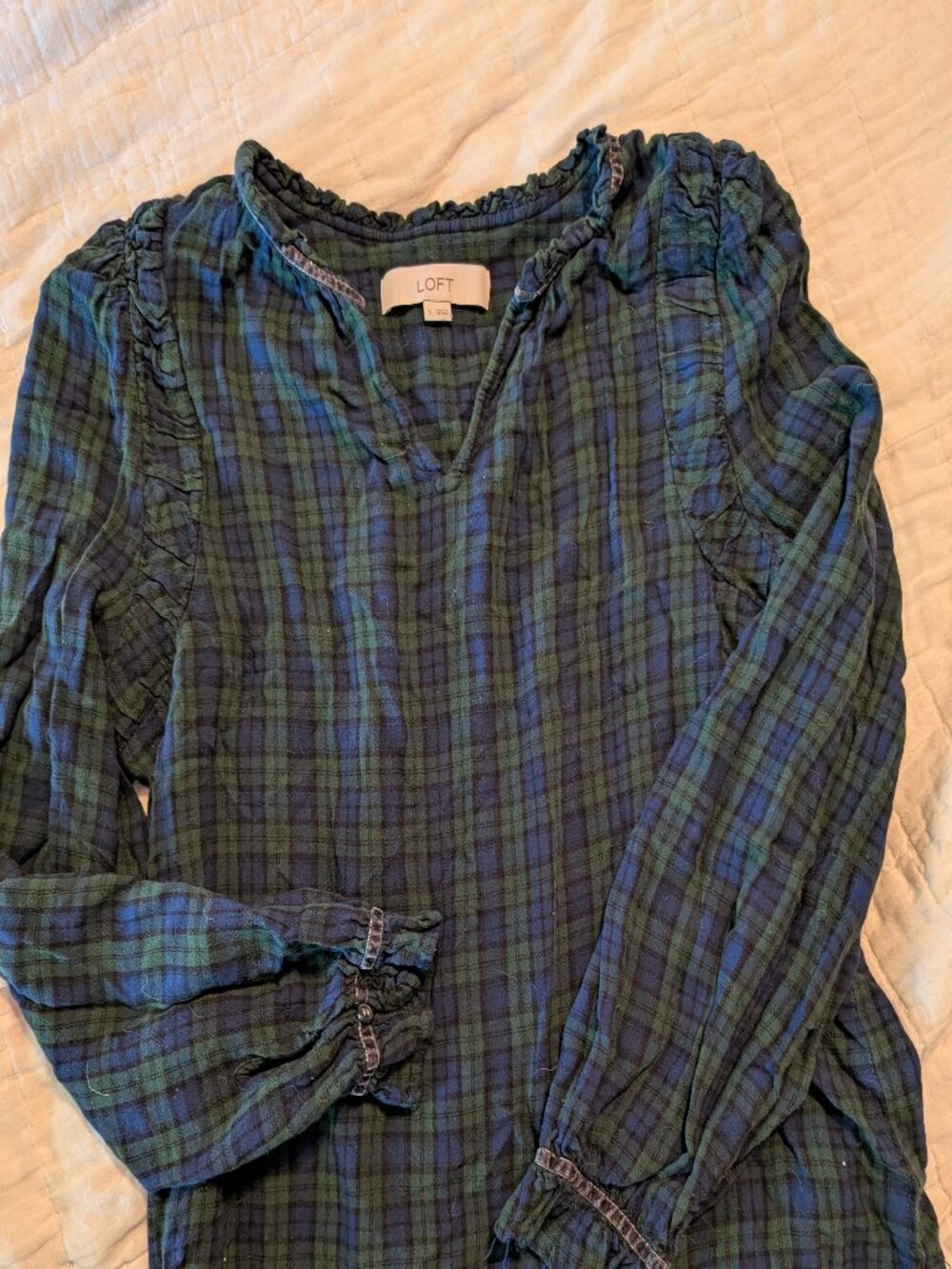 Black watch, long sleeve, blouse